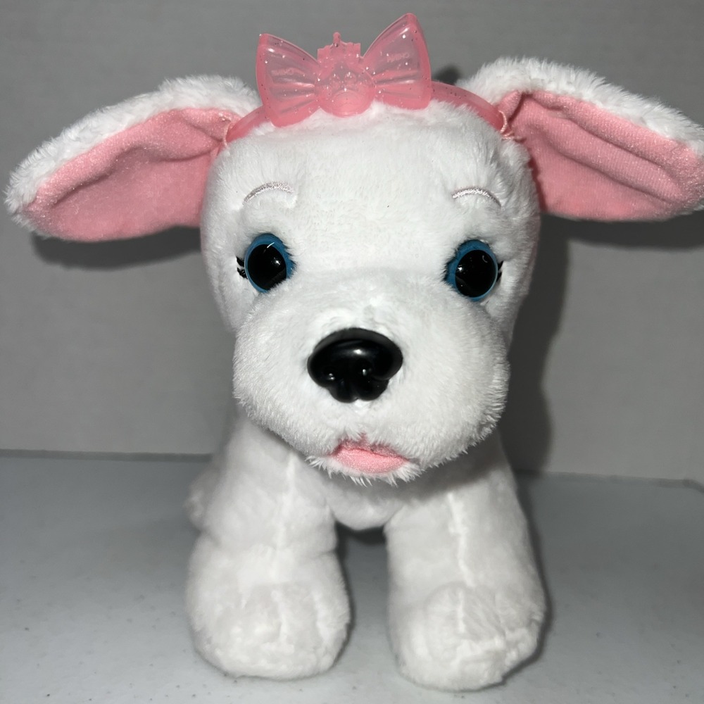 Disney Princess Puppy White Dog Pink Crown 7" Soft Plush Toy JAKKS Stuffed